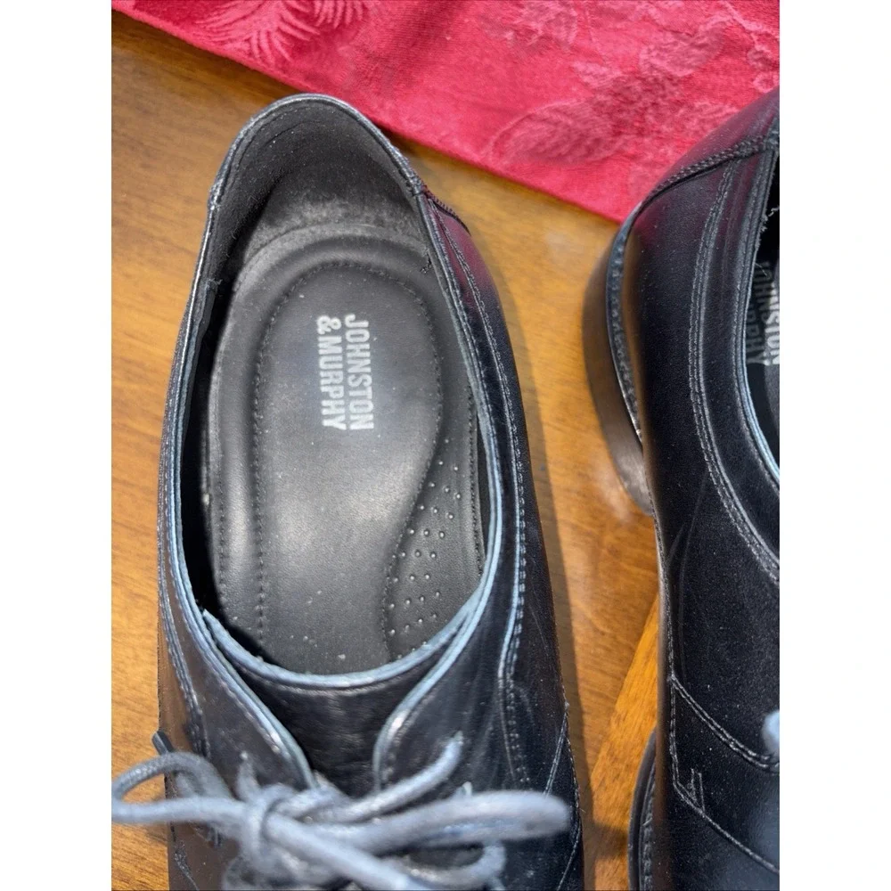 Johnston & Murphy Mens Sz US 12 M Cap‎ Toe Oxford Black Leather Shoes 59 -11567